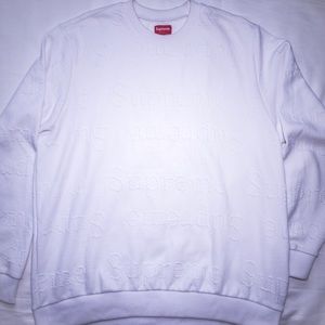Supreme Jacquard Logo Crewneck White